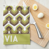 70s Bold Modern Retro Ogee Motif in Greens Geschirrtuch (Viertel Falte)