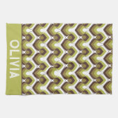 70s Bold Modern Retro Ogee Motif in Greens Geschirrtuch (Horizontal)