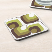 70s Bold Modern Retro Ogee Motif in Greens Getränkeuntersetzer (Linke Seite)