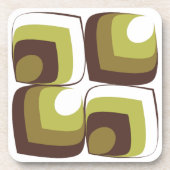 70s Bold Modern Retro Ogee Motif in Greens Getränkeuntersetzer (Vorderseite)