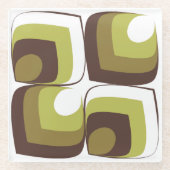 70s Bold Modern Retro Ogee Motif in Greens Glasuntersetzer (Vorderseite)
