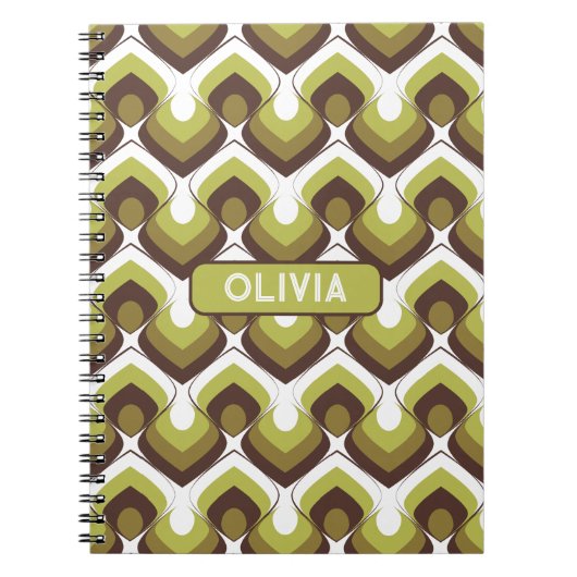 70s Bold Modern Retro Ogee Motif in Greens Notizblock (Vorderseite)