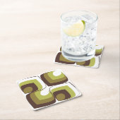 70s Bold Modern Retro Ogee Motif in Greens Rechteckiger Pappuntersetzer (Vor Ort)