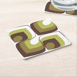 70s Bold Modern Retro Ogee Motif in Greens Rechteckiger Pappuntersetzer