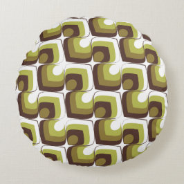 70s Bold Modern Retro Ogee Motif in Greens Rundes Kissen