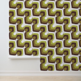 70s Bold Modern Retro Ogee Motif in Greens Tapete