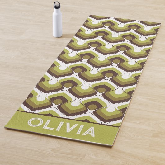 70s Bold Modern Retro Ogee Motif in Greens Yogamatte (Beispiel)