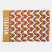 70s Bold Retro Modern Motif in Orange & Brown Geschirrtuch (Horizontal)