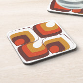 70s Bold Retro Modern Motif in Orange & Brown Getränkeuntersetzer (Linke Seite)