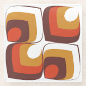 70s Bold Retro Modern Motif in Orange & Brown Glasuntersetzer (Vorderseite)