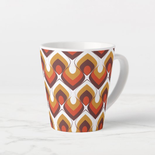 70s Bold Retro Modern Motif in Orange & Brown Milchtasse (Rechte Ecke)