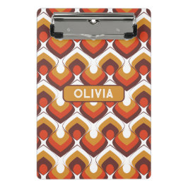 70s Bold Retro Modern Motif in Orange & Brown Mini Klemmbrett
