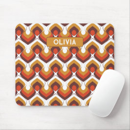 70s Bold Retro Modern Motif in Orange & Brown Mousepad