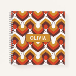 70s Bold Retro Modern Motif in Orange & Brown Notizblock