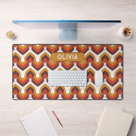 70s Bold Retro Modern Motif in Orange & Brown Schreibtischunterlage
