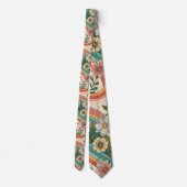 70s Brown Floral Custom Tie – Elegant Fashion Krawatte (Rückseite)