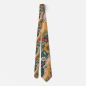 70s Brown Floral Custom Tie – Elegant Fashion Krawatte (Rückseite)