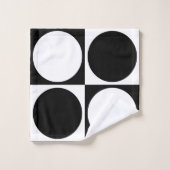 70s Checks and Circles Black and White Badhandtuch Set (Waschlappen)