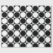 70s Checks and Circles Black and White Geschenkpapier (Flach)