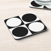 70s Checks and Circles Black and White Getränkeuntersetzer (Linke Seite)