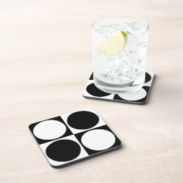 70s Checks and Circles Black and White Getränkeuntersetzer