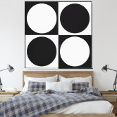 70s Checks and Circles Black and White Leinwanddruck (Insitu (Schlafzimmer))