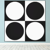 70s Checks and Circles Black and White Leinwanddruck (Insitu (Holzboden))