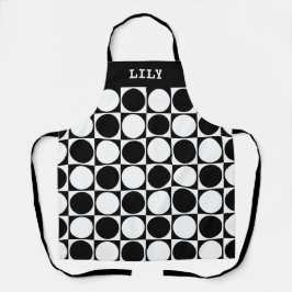 70s Checks and Circles Black and White Schürze