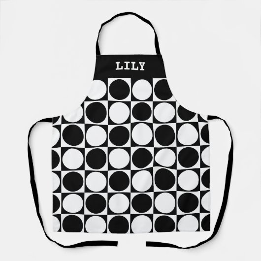 70s Checks and Circles Black and White Schürze (Vorderseite)