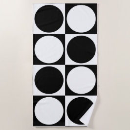 70s Checks and Circles Black and White Strandtuch