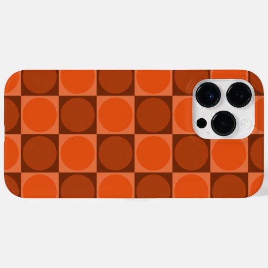 70s Checks and Circles Flame Orange Case-Mate iPhone Hülle (Rückseite (Horizontal))