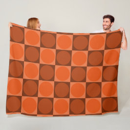 70s Checks and Circles Flame Orange Fleecedecke