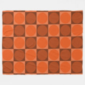 70s Checks and Circles Flame Orange Fleecedecke (Vorderseite (Horizontal))