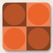 70s Checks and Circles Flame Orange Getränkeuntersetzer (Vorderseite)