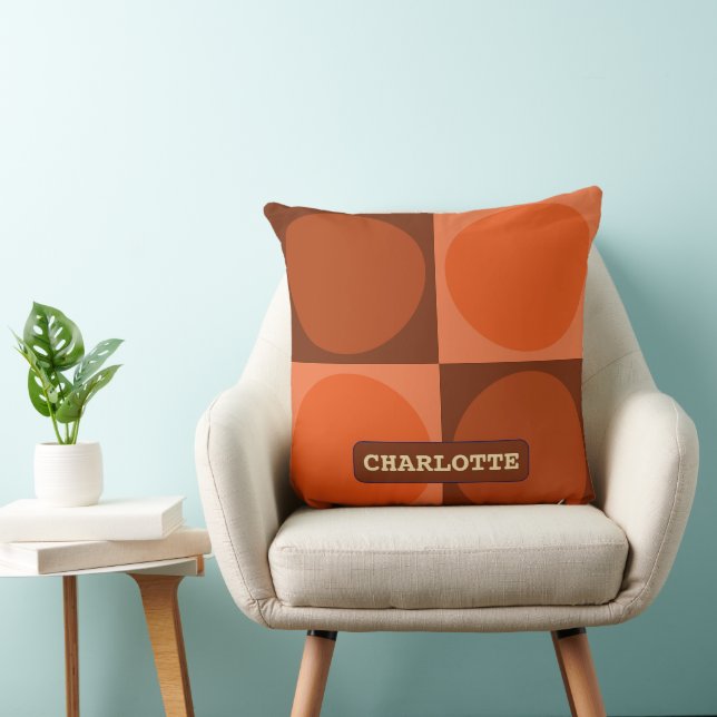 70s Checks and Circles Flame Orange Kissen (Stuhl )