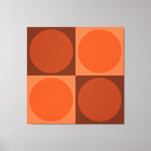 70s Checks and Circles Flame Orange Leinwanddruck (Vorderseite)