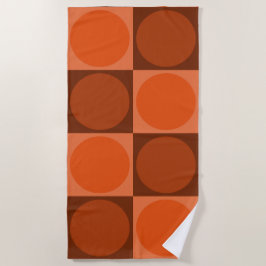 70s Checks and Circles Flame Orange Strandtuch