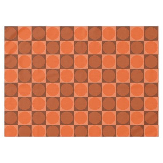 70s Checks and Circles Flame Orange Tischdecke (Vorderseite (Horizontal))