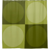 70s Checks and Circles Green Duschvorhang (Vorderseite)