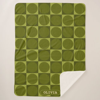 70s Checks and Circles Green Sherpadecke