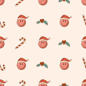 70s Christmas Curtain Pastel Vibe for Holidays Duschvorhang