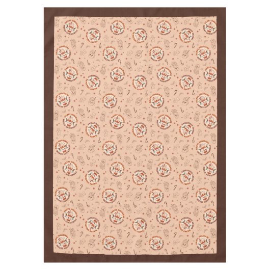 70s Christmas Tablecloth Peace Love Pastel Look Tischdecke (Vorderseite)