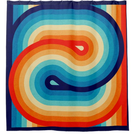 70s Double Wave Duschvorhang (Vorderseite)