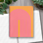 70s Inspired Line Art - Orange Pink Rainbow Arch Notizblock