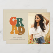 70s-Inspired Typography Photo Graduation Party Einladung (Vorne/Hinten)