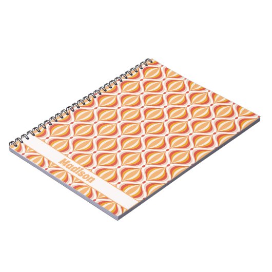 70s nostalgia notebook groovy optical pattern notizblock (Linke Seite)