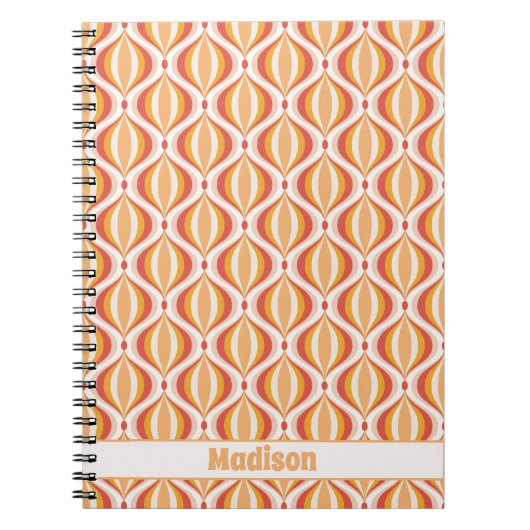 70s nostalgia notebook groovy optical pattern notizblock (Vorderseite)