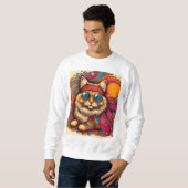 70's psychedelic cat sweatshirt (Vorne ganz)