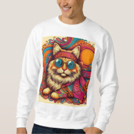 70's psychedelic cat sweatshirt