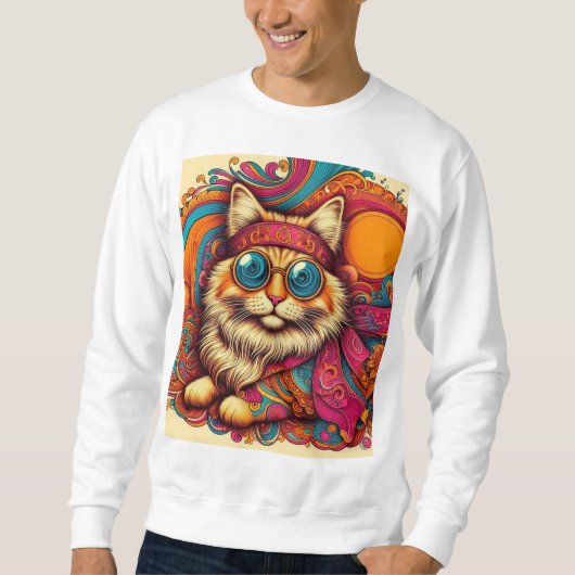 70's psychedelic cat sweatshirt (Vorderseite)